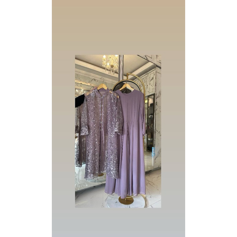 gamis brukat outer lengan panjang non busui