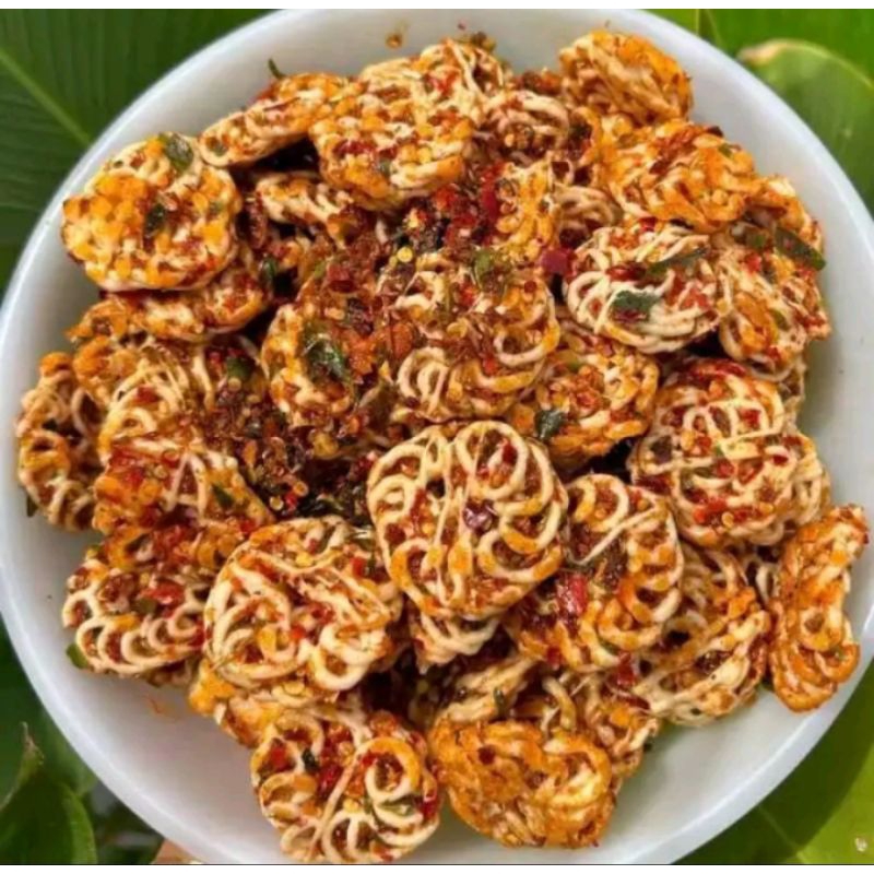 

kerupuk pedo seblak viral kerupuk mawar pedas daun jeruk 250gr