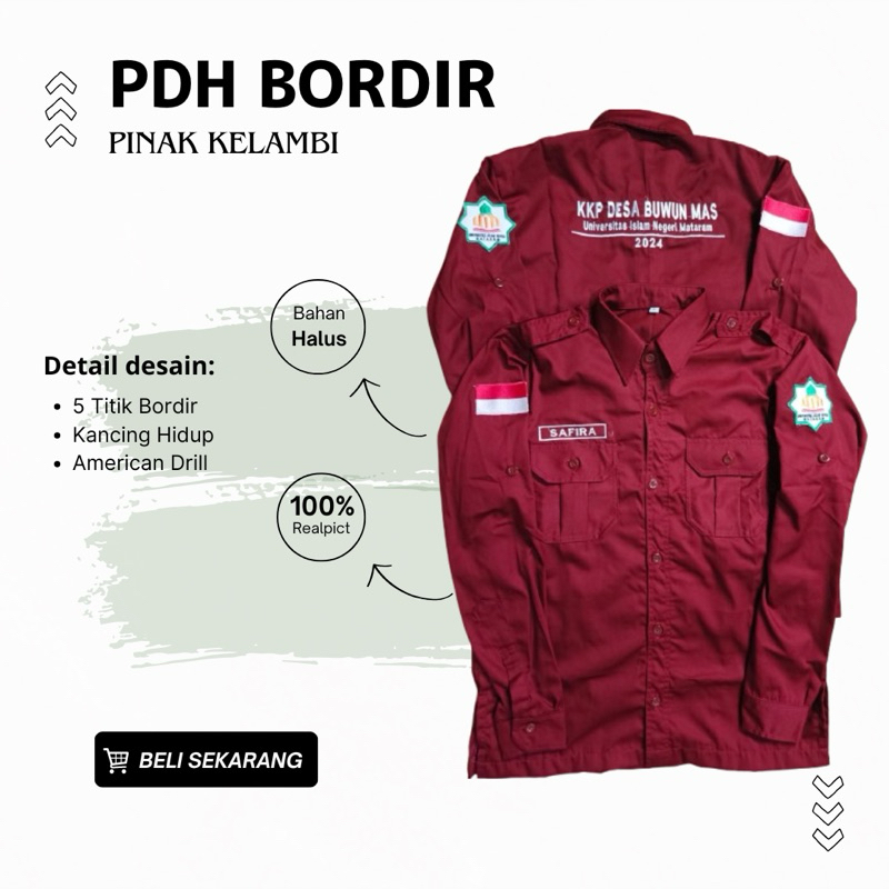 Baju PDH 5 Titik Bordir costume wanita dan pria | seragam kerja | seragam kuliah.