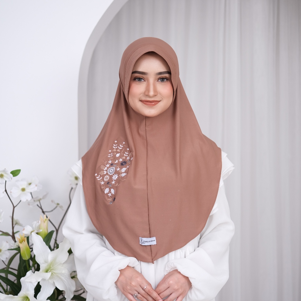 FAEYZA ALWA - Hijab Instan Daily Bergo Pad Sulam Mossa Jersey