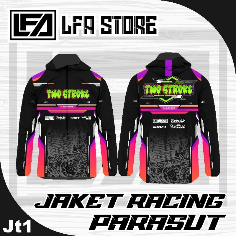 JAKET 2STROKE JAKET RACING PARASUT WATERPROOF CUSTOM NAMA NOMOR SPONSOR TERKINI