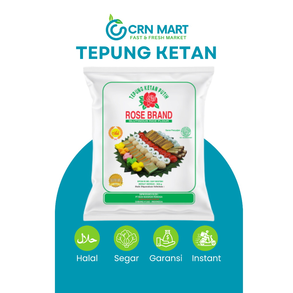 

CRN MART - ROSE BRAND Tepung Beras Ketan Putih/Tepung Pulut Kemasan 500 gr