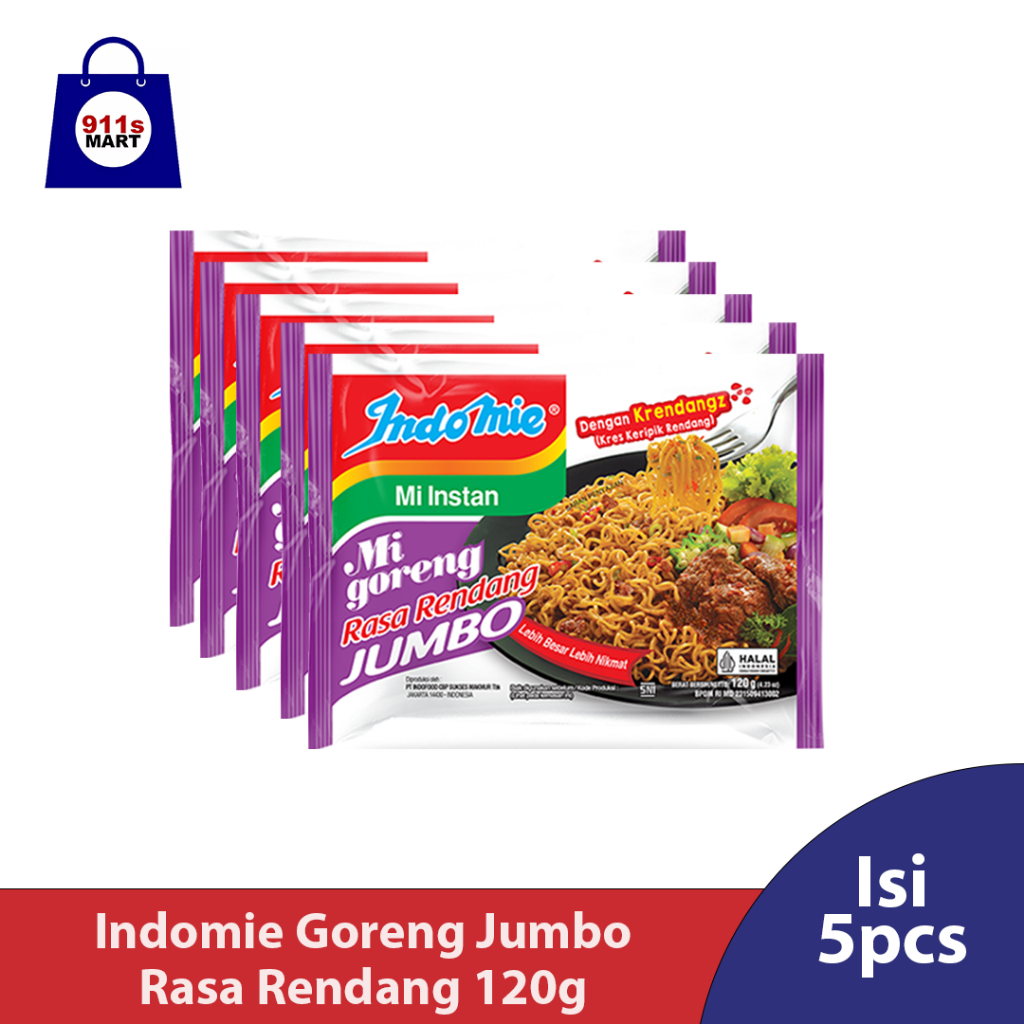 

5pcs Indomie Mi Goreng Jumbo Rendang 120g
