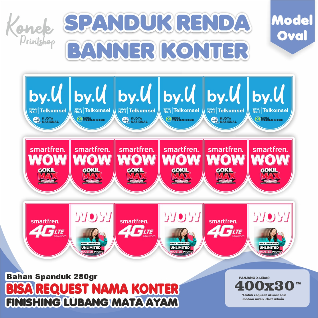 Banner Spanduk Renda Konter Murah / Renda Konter / Flag Banner Murah FREE DESIGN / Provider series /