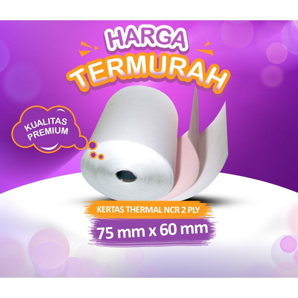 

Kertas Struk Kasir NCR 2 ply 75 x 60 mm Paper Thermal Roll