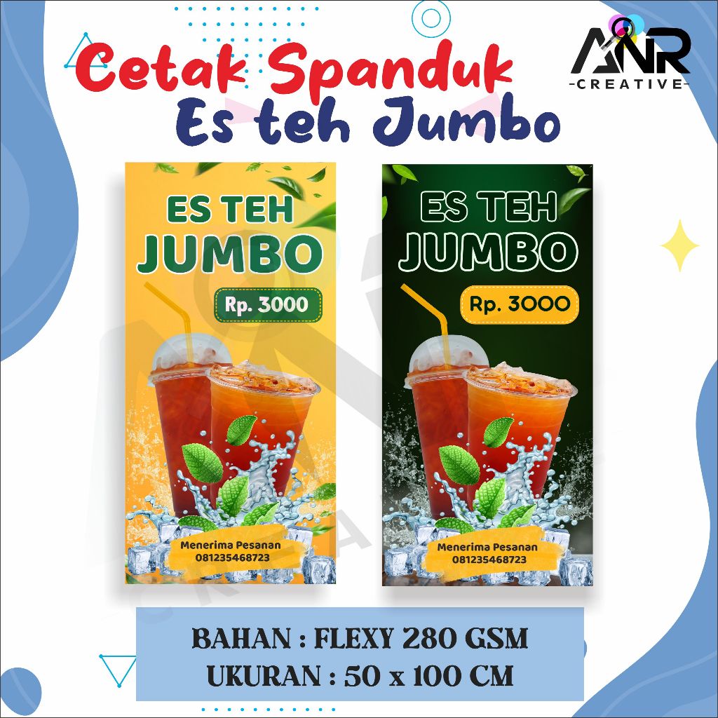 Spanduk Es Teh Jumbo/ Banner Es Teh Jumbo/ Spanduk Jualan Es teh