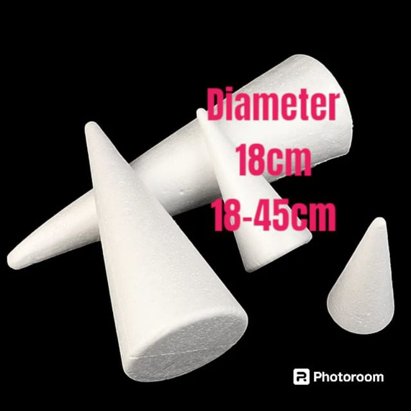 

Kerucut diameter 18 tinggi tinggi 18-45cm dummy cake cone gabus styrofoam