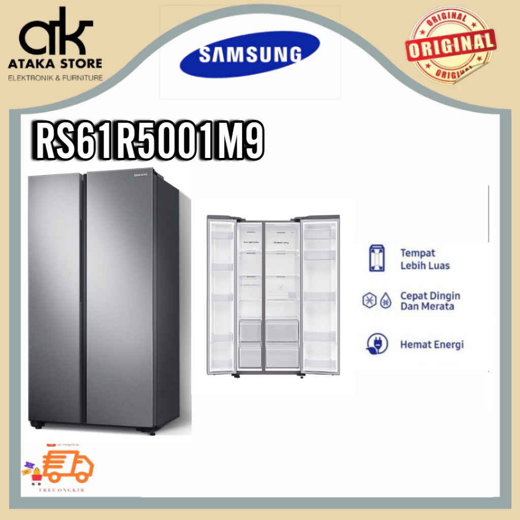 KULKAS SAMSUNG 2 PINTU SIDE BY SIDE RS61R5001M9