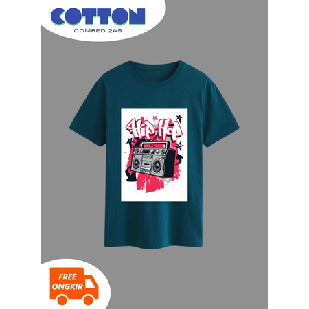 KAOS HIP HOP WANITA REGULAR BIRU TOSCA / KAOS DISTRO LENAGN PENDEK S M L XL COMBED 24S