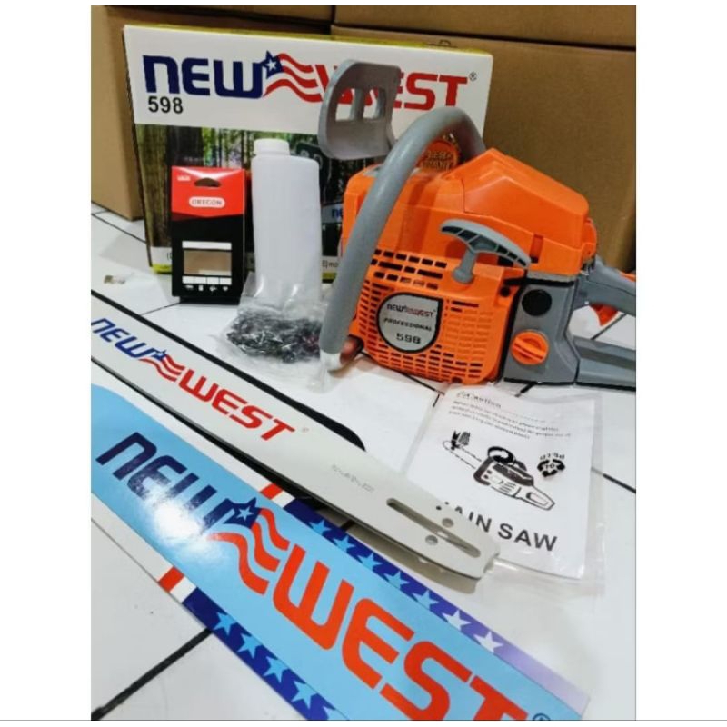 CHAINSAW NEW WEST 598 22" MESIN POTONG KAYU NEW WEST / SENSO POTONG KAYU NEW WEST 598