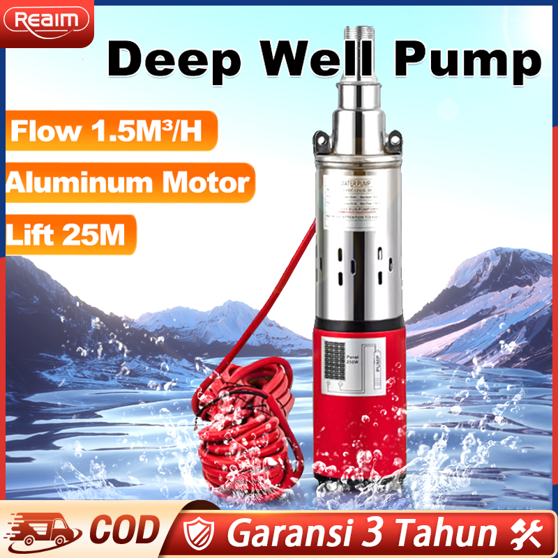 REAIM Deep Well Water Pump 1inch Water DC Pump Household Agricultural Irrigation Deep Well Pump 12V 