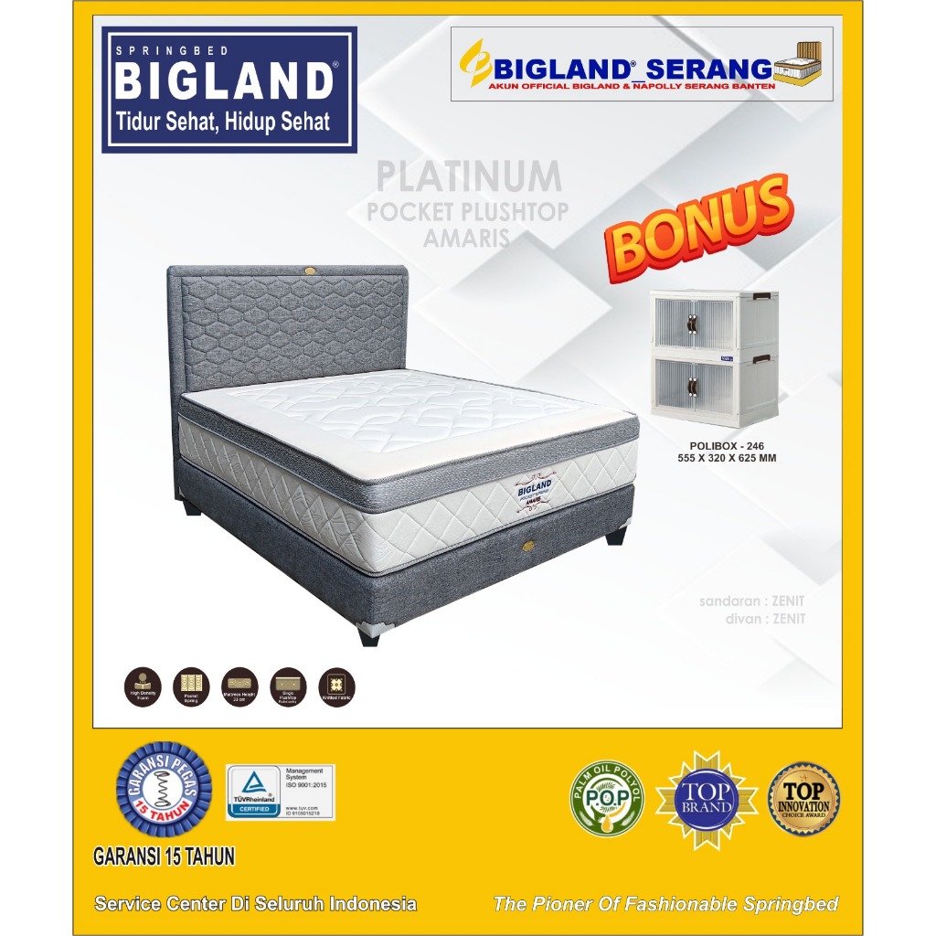 BIGLAND - SPRINGBED PLATINUM POCKET PLUSHTOP AMARIS KASUR BIGLAND