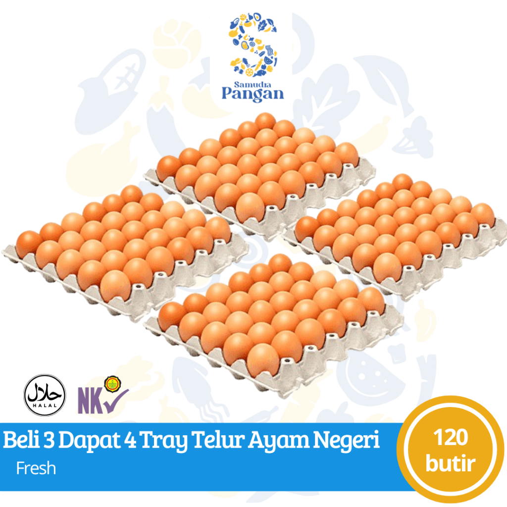 

Beli 3 Gratis 1 Tray Telur Ayam Negeri Fresh + Double Bubble Wrap