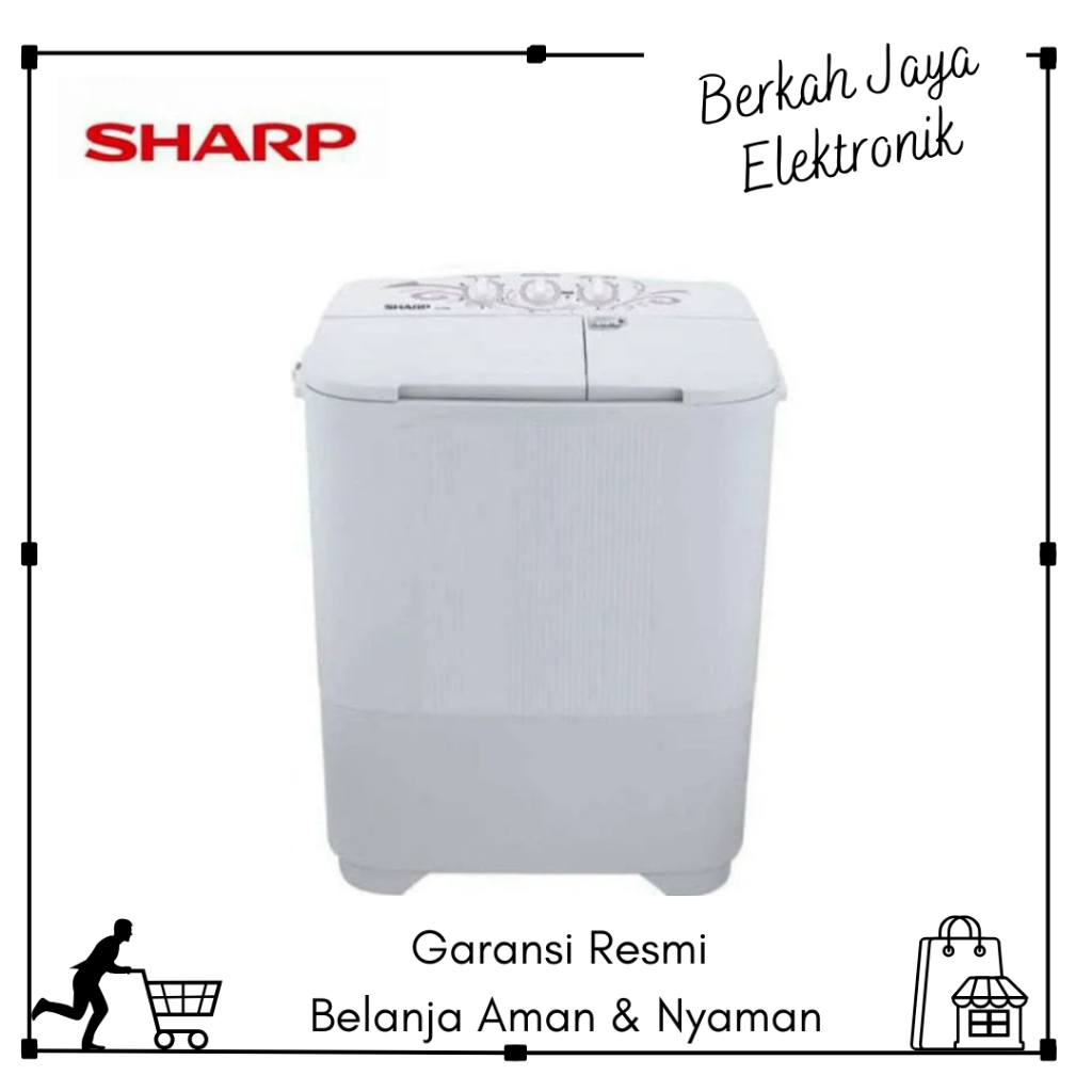SHARP mesin cuci 6,5 kg 2 tabung EST-68 MW