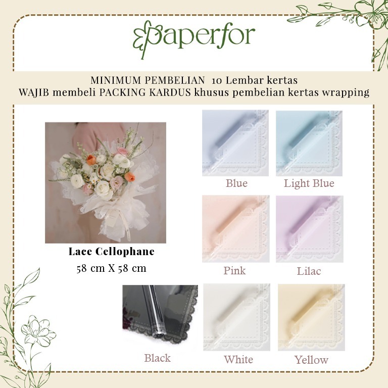

Kertas Buket Bunga Cellophane LACE | ECER-5PC / GROSIR