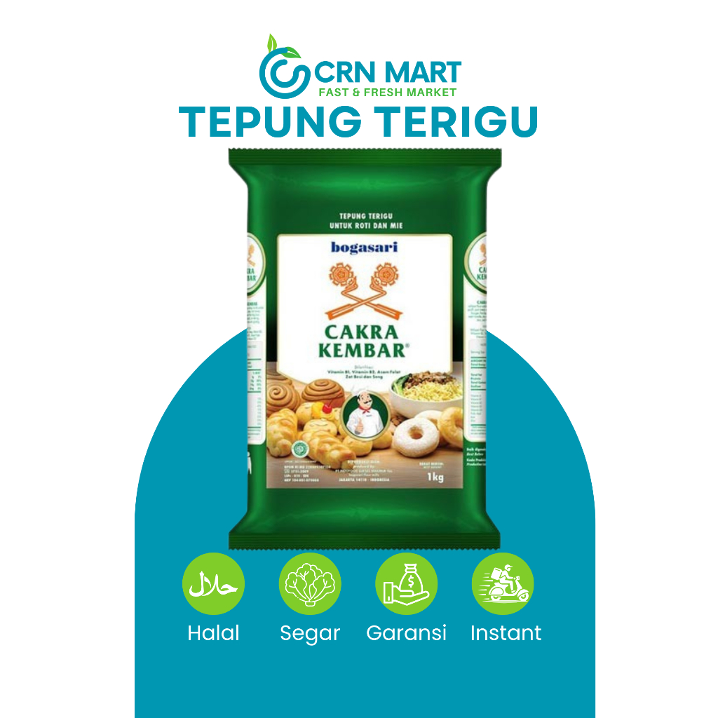

CRN MART - Tepung Terigu Cakra Kembar/Tepung Terigu Protein Tinggi 1 kg