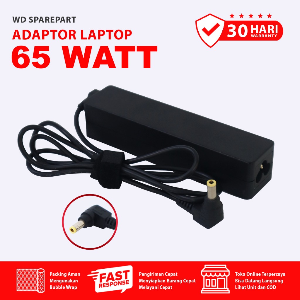 Charger Laptop Fujitsu Original U937-U938-U939-U9310 65W Jarum Kecil