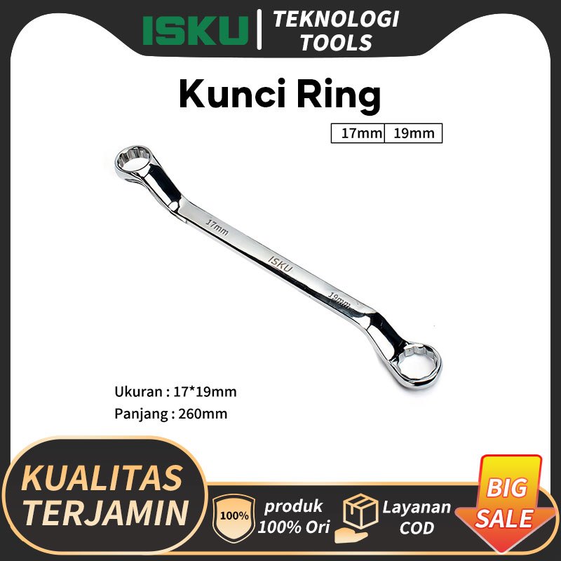ISKU Kunci Ring Pas Set Alat Perkakas Tools/Combinastion Wrench Set 17x19mm