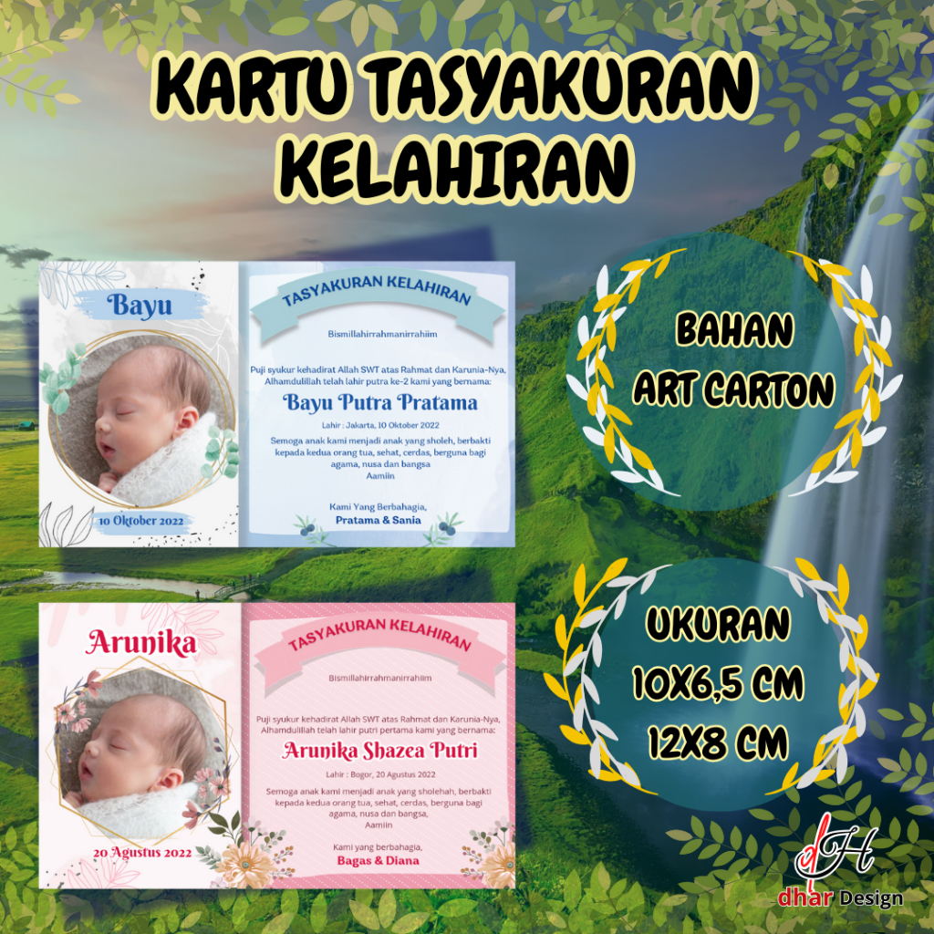 KARTU TASYAKURAN AQIQAH/ KARTU UCAPAN AQIQAH/ KARTUTASYAKURAN AQIQAH ANAK/