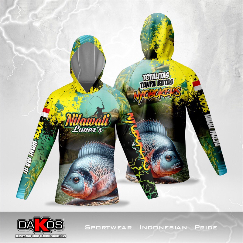 Jersey Mancing Nila Lengan Panjang Printing Bahan drifit / jersey mancing ikan nila kaos nilawati lo