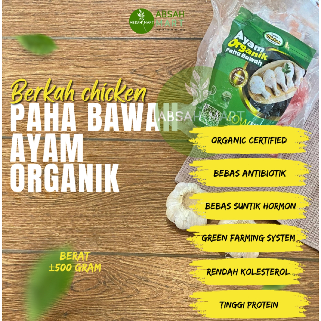 

Paha Bawah Ayam Organik/Ayam Probiotik BERKAH CHICKEN kemasan 500 gram Natural Sehat tanpa MSG non GMO