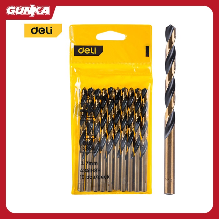 Hss Drill Bit (ø7mm) DELI EDH-MHZ070-E1 - Mata Bor Besi untuk Plat Metal & Stainless Steel