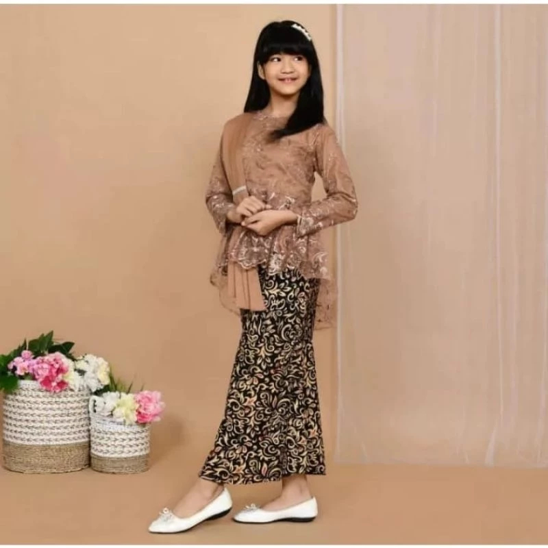 (Promo) kebaya aurora anak baju brokat anak umur 3-12th kebaya anak perempuan pakaian pesta anak baj