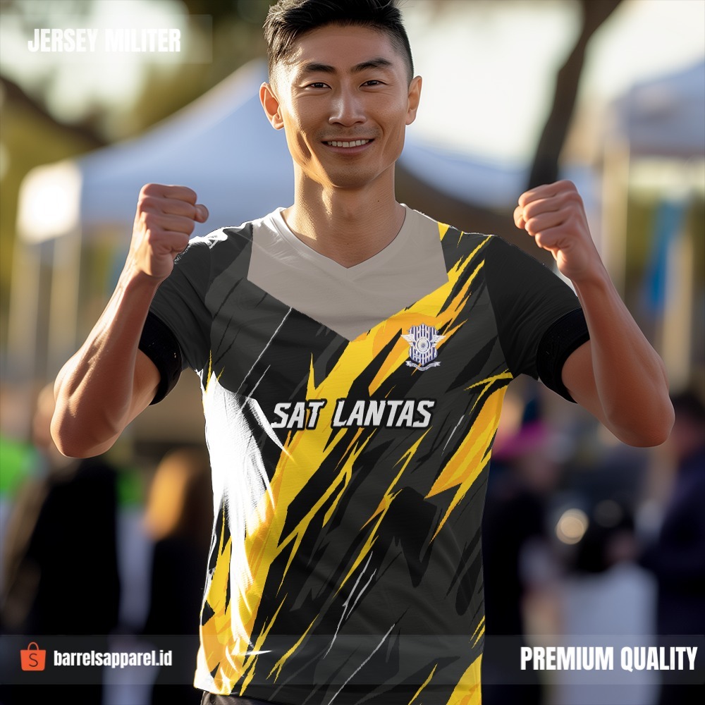 Kaos Jersey Polisi Satlantas Polri Hitam Abu Kuning Motif Abstrak 17 - Jersey Olahraga Full Printing