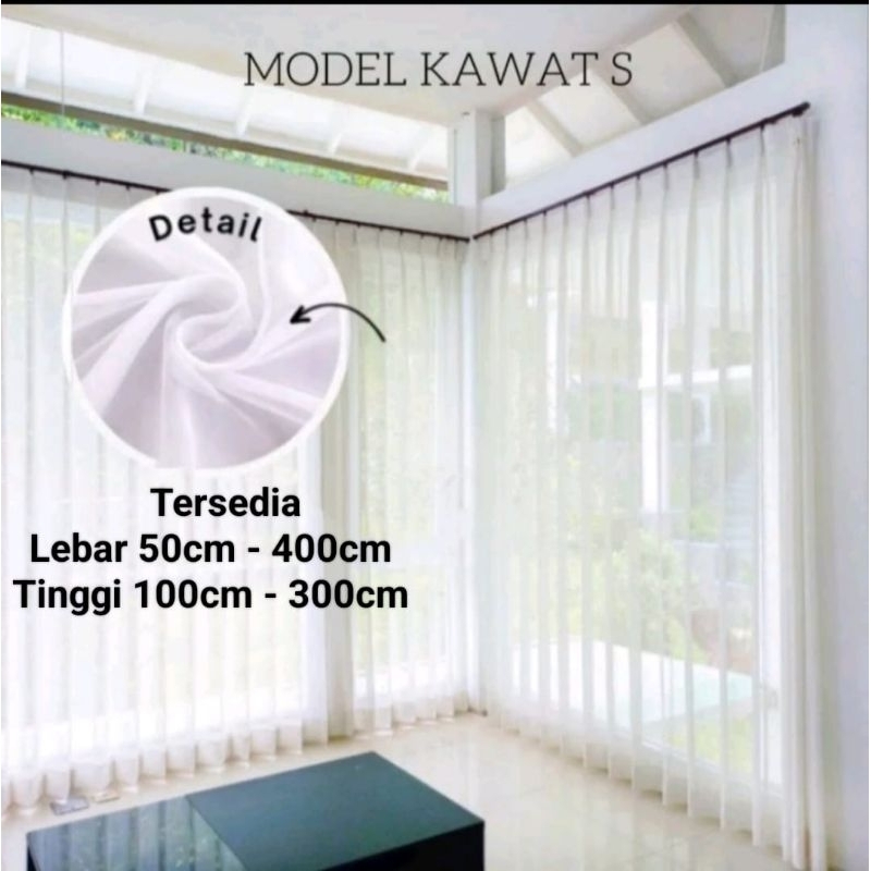 Vitrase Gorden Tirai Jendela Minimalis Dalaman Gorden Bonus Kaitan