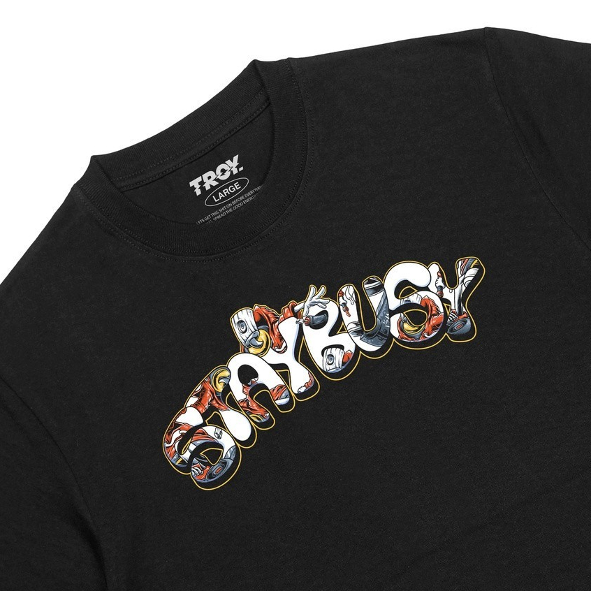 Troy Company Tshirt Black Stay Busy Pylox - Kaos Pria Lengan Pendek Hitam MT 2209