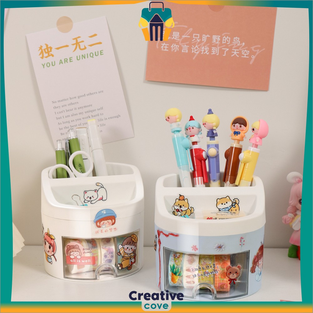 

Kotak Penyimpanan Alat Tulis dengan Laci Aesthetic Lucu / Pen Holder Kotak Penyimpanan Pulpen Desk Storage Organizer Multifungsi / Kotak Pensil Import Creative Cove C970