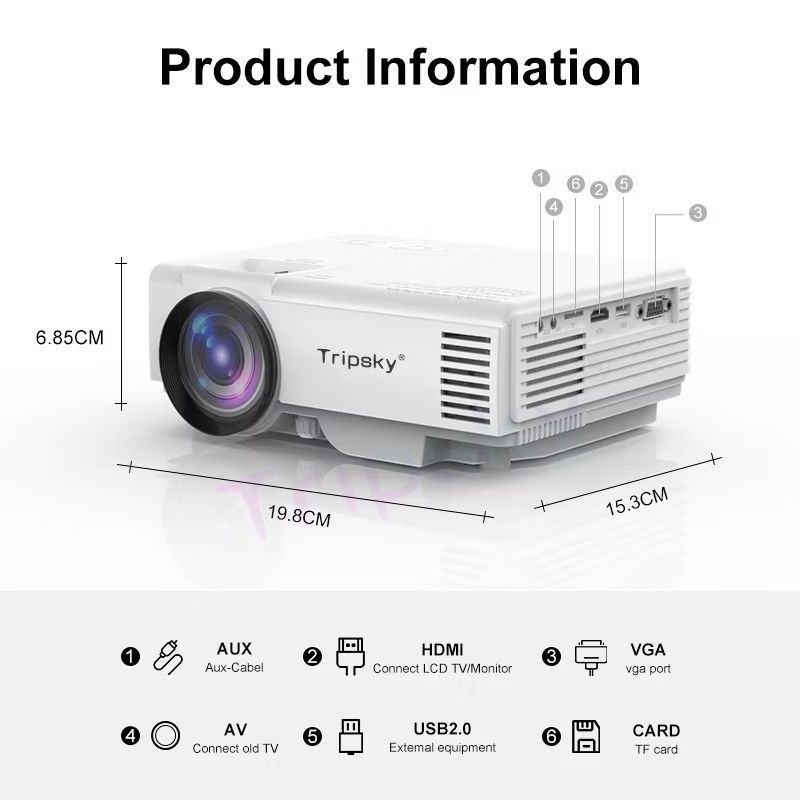 Tripsky Proyektor  Tv T5 1080p 4500 Lumens Smart Proyektor Android