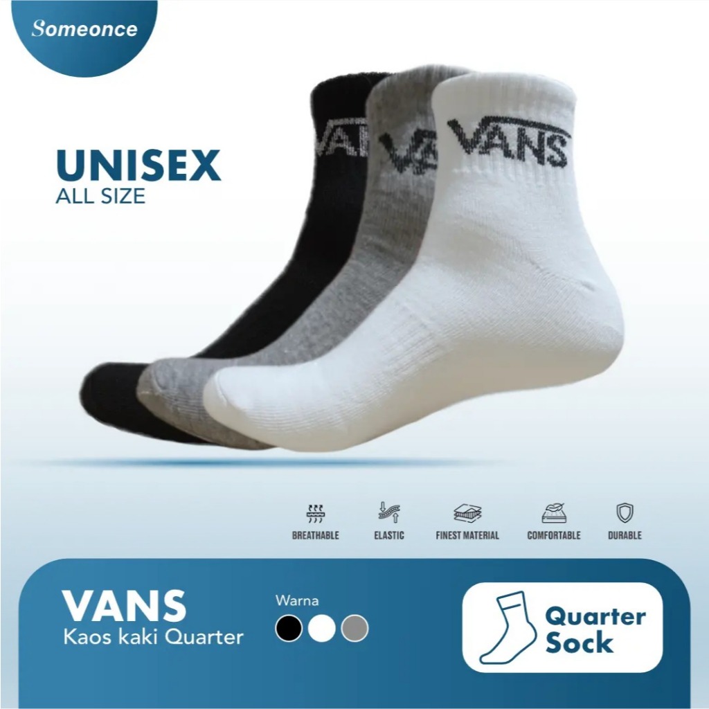 VANS SOCK QUARTER ORIGINAL/VANS SOCK QUARTER /KAOS KAKI VANS ORIGINAL INDONESIA BNWB 100%