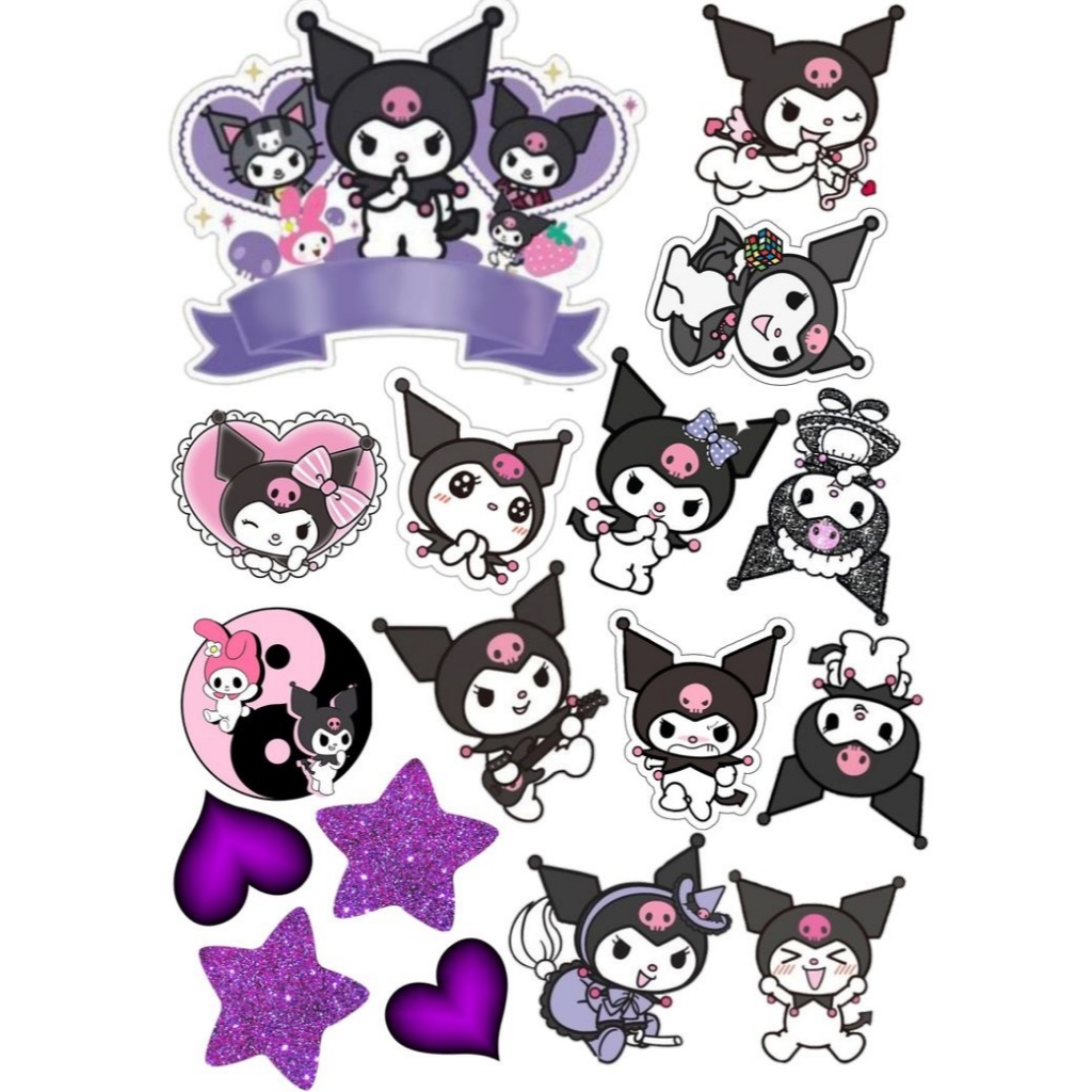 Topper KUROMI / Topper Bisa CUSTOM NAMA / Topper Hiasan CAKE ULTAH