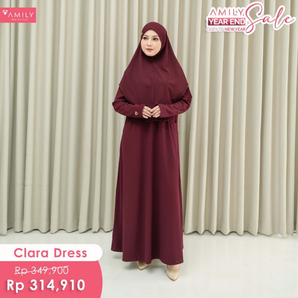 ABAYA KAOS KNIT PREMIUM MANSET JEMPOL - CLARA DRESS AMILY HIJAB BAJU BUSANA MUSLIM DAILY KEKINIAN JU