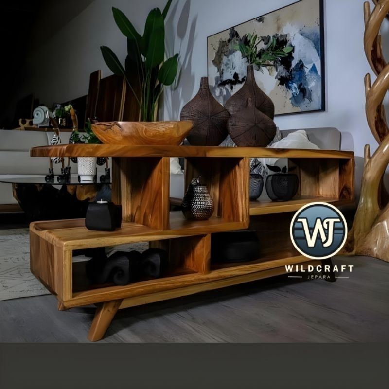 MEJA TV MINIMALIS V3 KAYU TREMBESI SOLID