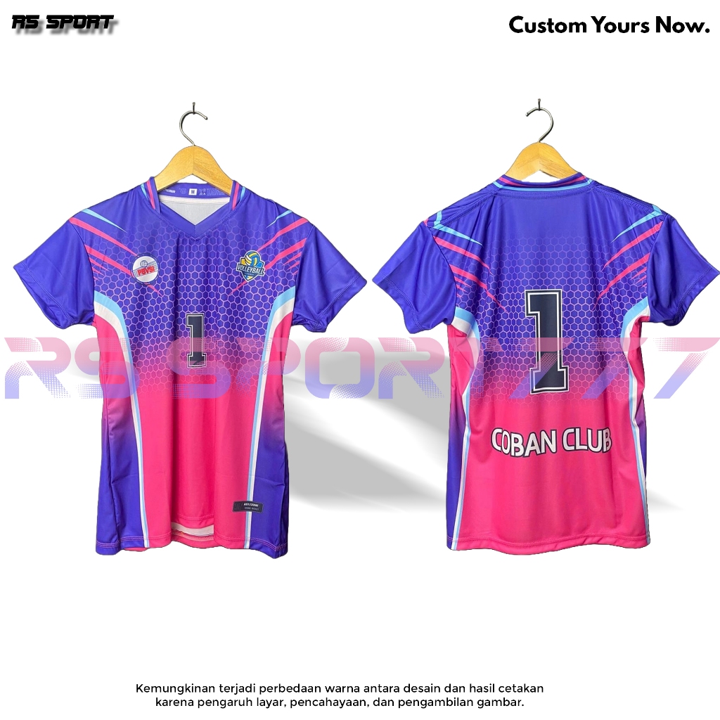 RS Sport Jersey Olahraga Cewek Atasan Voli Navy Merah