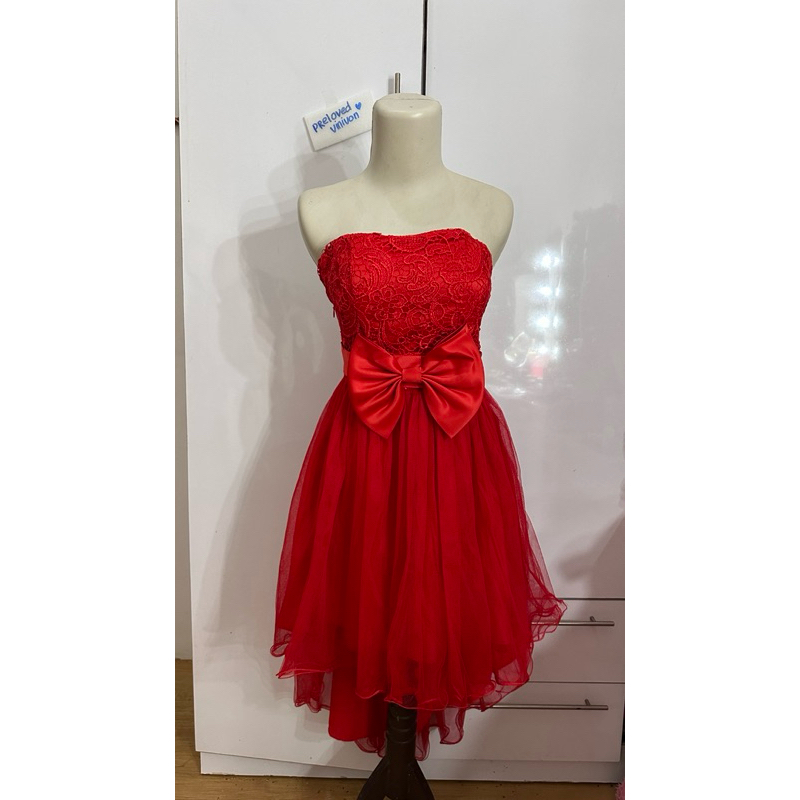 EX PRIBADI - GAUN PESTA SIZE ABG IMLEK MERAH RED DRESS SINCIA KOSTUM ULANG TAHUN ULANGTAHUN sweet17 