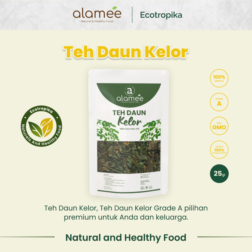 

Teh Daun Kelor Alami Moringa Tea Flower Asli Kering Organik HERBAL ASAM URAT REMATIK DIABETES 25gram
