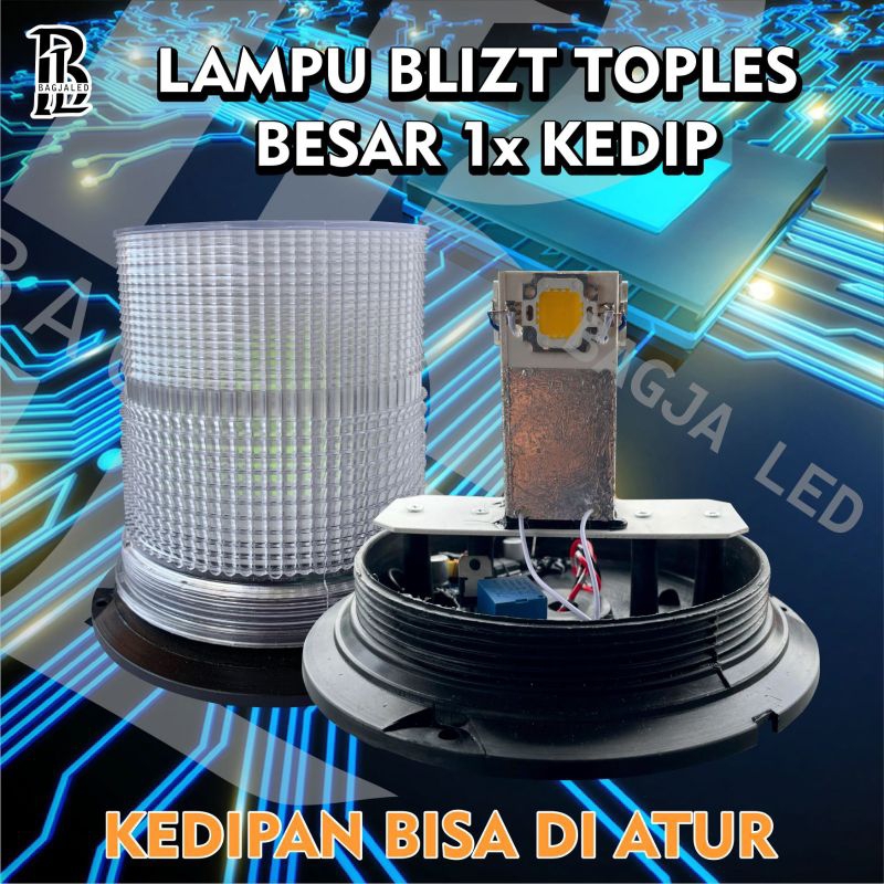 Lampu rotary rakitan led hpl 1x kedip mika besar 12/24volt