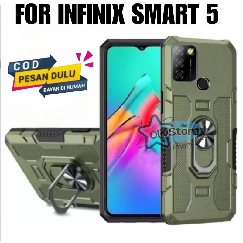 Casing Infinix Smart 5 Hardcase Robot Armor Case Casing Standing Eye Hit Ring case Robot