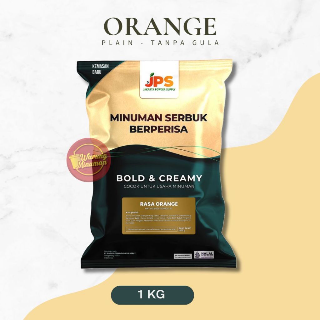 

JPS Plain Orange 1 kg Premium Serbuk Minuman Tanpa Gula / Bubuk Berperisa Jeruk / Usaha Minuman