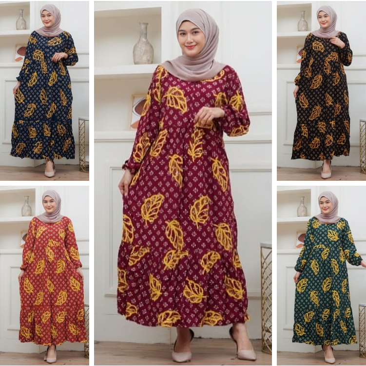 Gamis Rayon Dress Wanita busui Batik