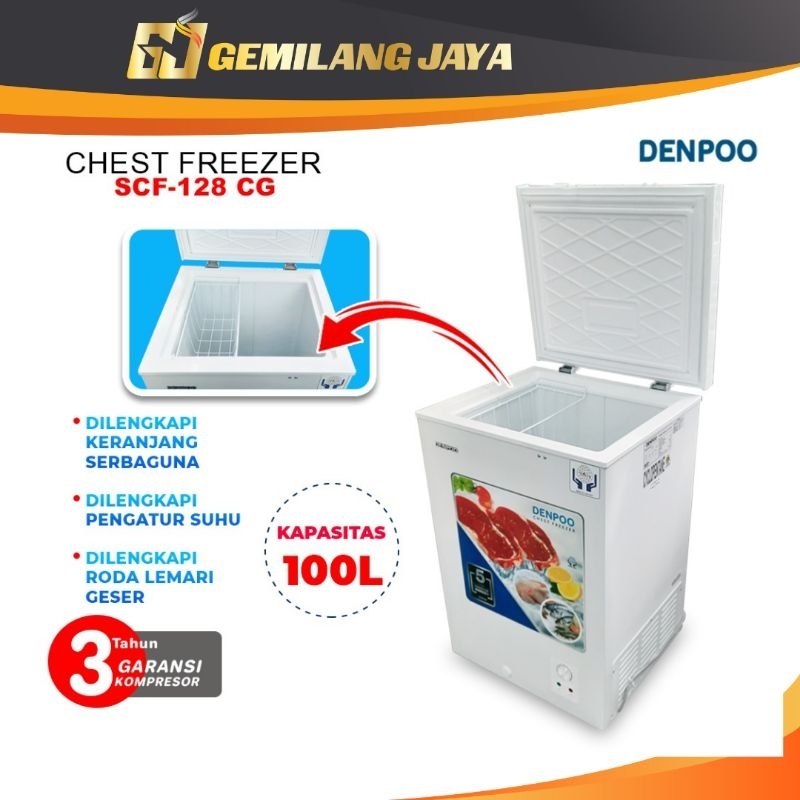 HR14 Freezer Box Chest Freezer Denpoo Scf 128 Cg (100 Liter)