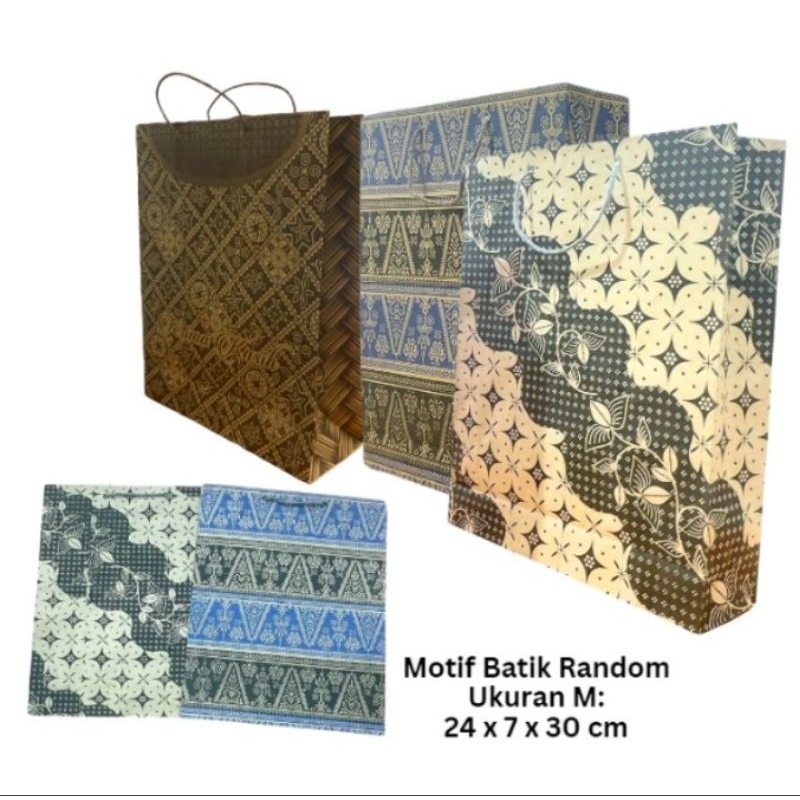 

Paper bag Motif Batik Random Ukuran M: 24 x 7 30 cm