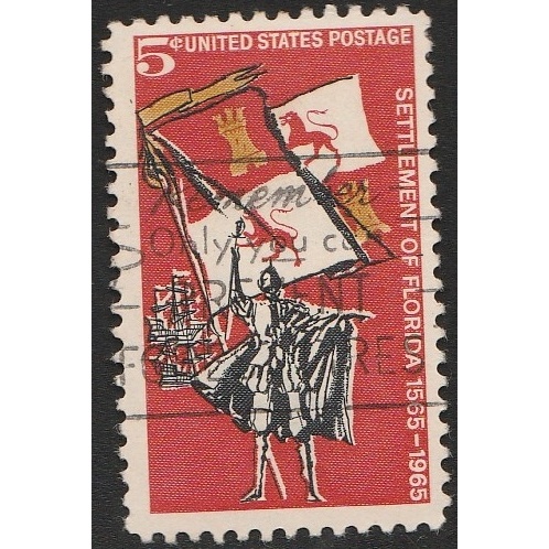 

A 11469 SATU BUAH PRANGKO AMERIKA NOMINAL 5C TEMA SETTLEMENT OF FLORIDA 1565-1965 DENGAN KONDISI SUDAH ADA CAP