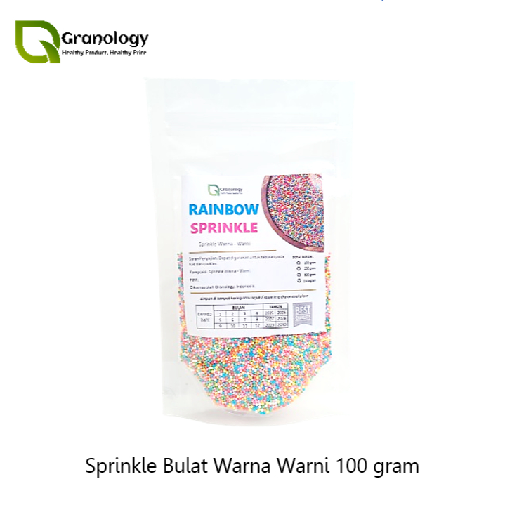 

Sprinkle Bentuk Bulat Warna Warni / Sprinkle Rainbow / Taburan Kue Rainbow (100 gram) by Granology