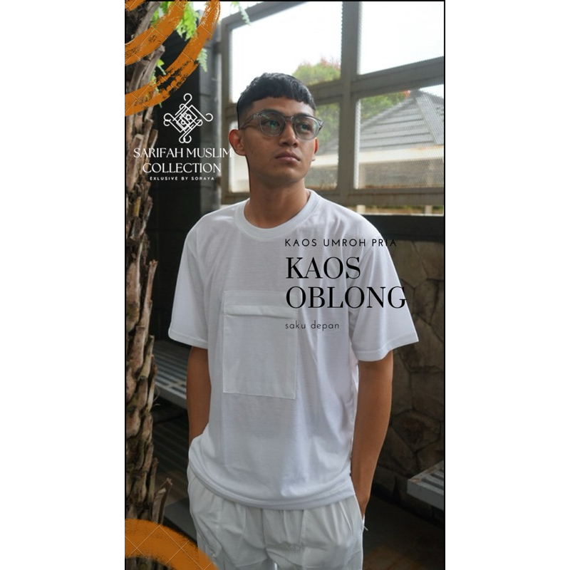 kaos oblong umroh | kaos haji pria dewasa | kaos saku depan perlengkapan ibadah tawaf haji