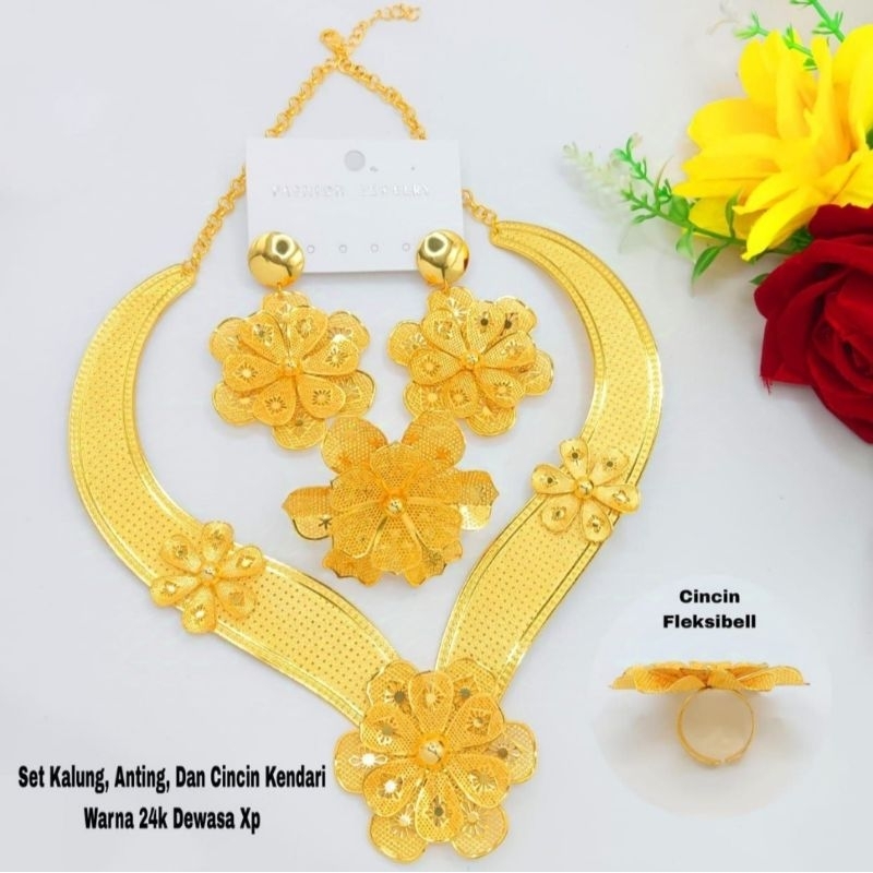 Satu Set Perhiasan Hajatan Dewasa Berlapiskan Emas 24k