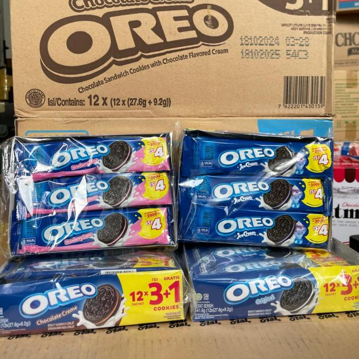 

OREO BISKUIT ISI 3 VANILA COKELAT 1 PACK ISI 12 PCS